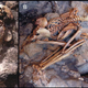 The remains of a child (left) and a young adult male (right) from the Herculaneum site. The postures of the body suggest instant death.
